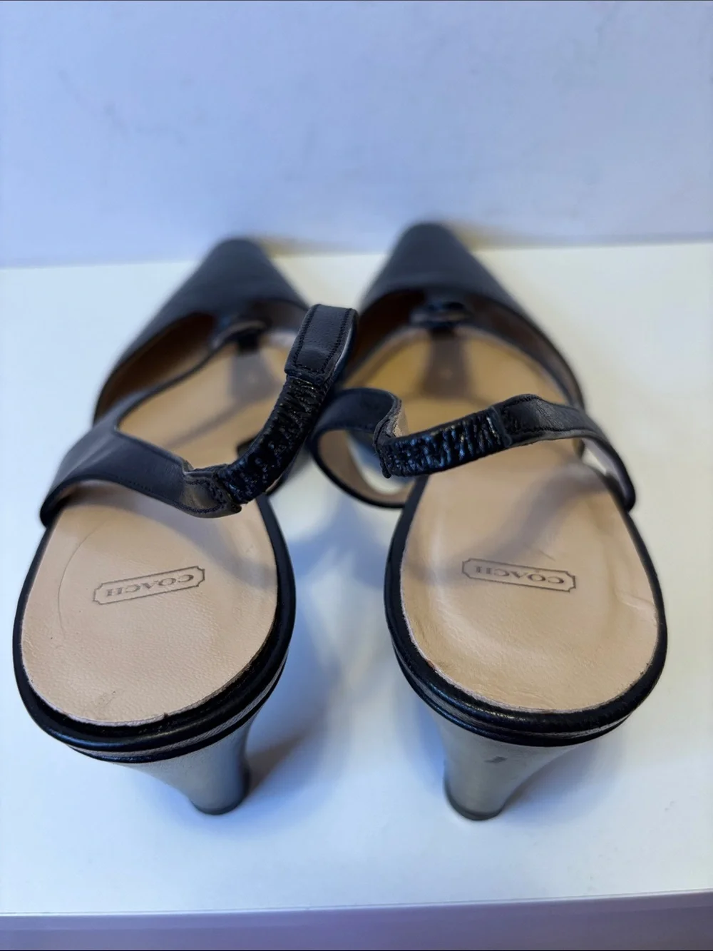 Coach “Joleen “ Slingback Knot Accent Pointed-Toe Heels in Black Italy 8.5 - Picture 5 of 10